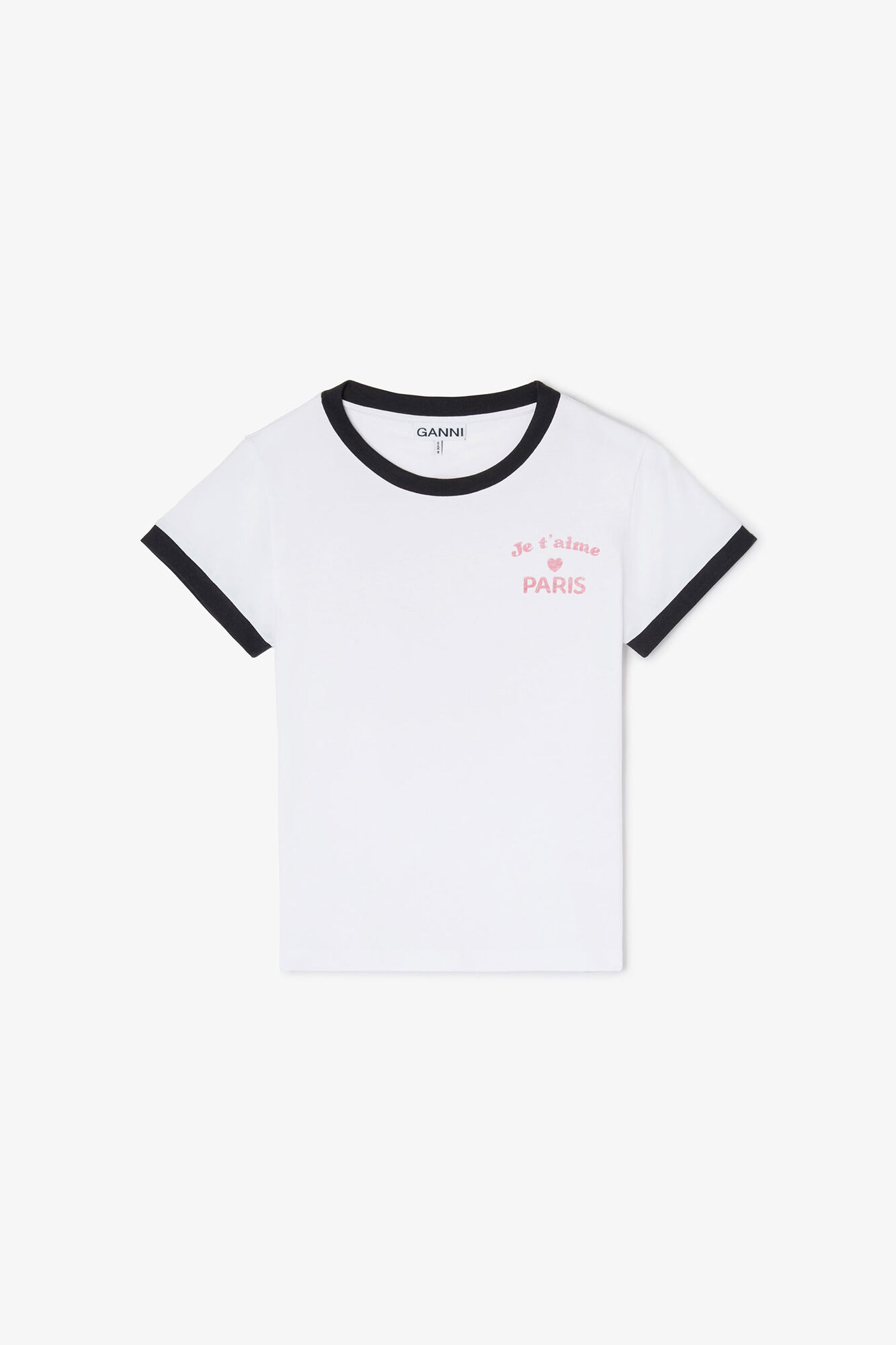 Wei&szlig;es Baby-Fit-T-Shirt mit Paris-GANNI-Club-Logo, Organic Cotton, in colour Bright White - 1 - GANNI