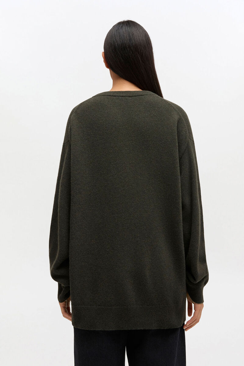 Oversized Graphic Jumper, Wool, in colour Kalamata - 2 - GANNI