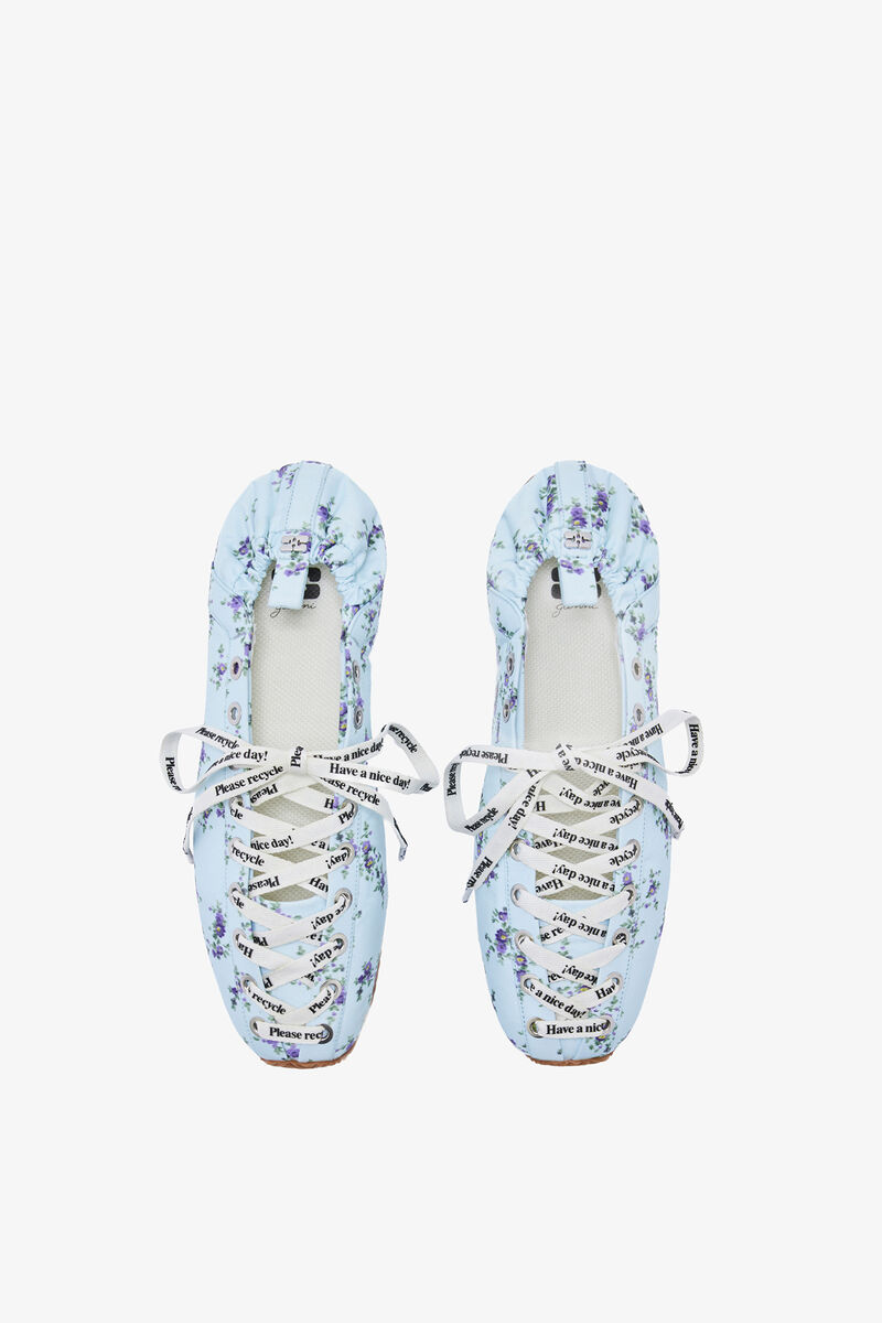 Sporty Ballerina in Blue Nylon, Recycled Polyester, in colour Iced Aqua - 3 - GANNI