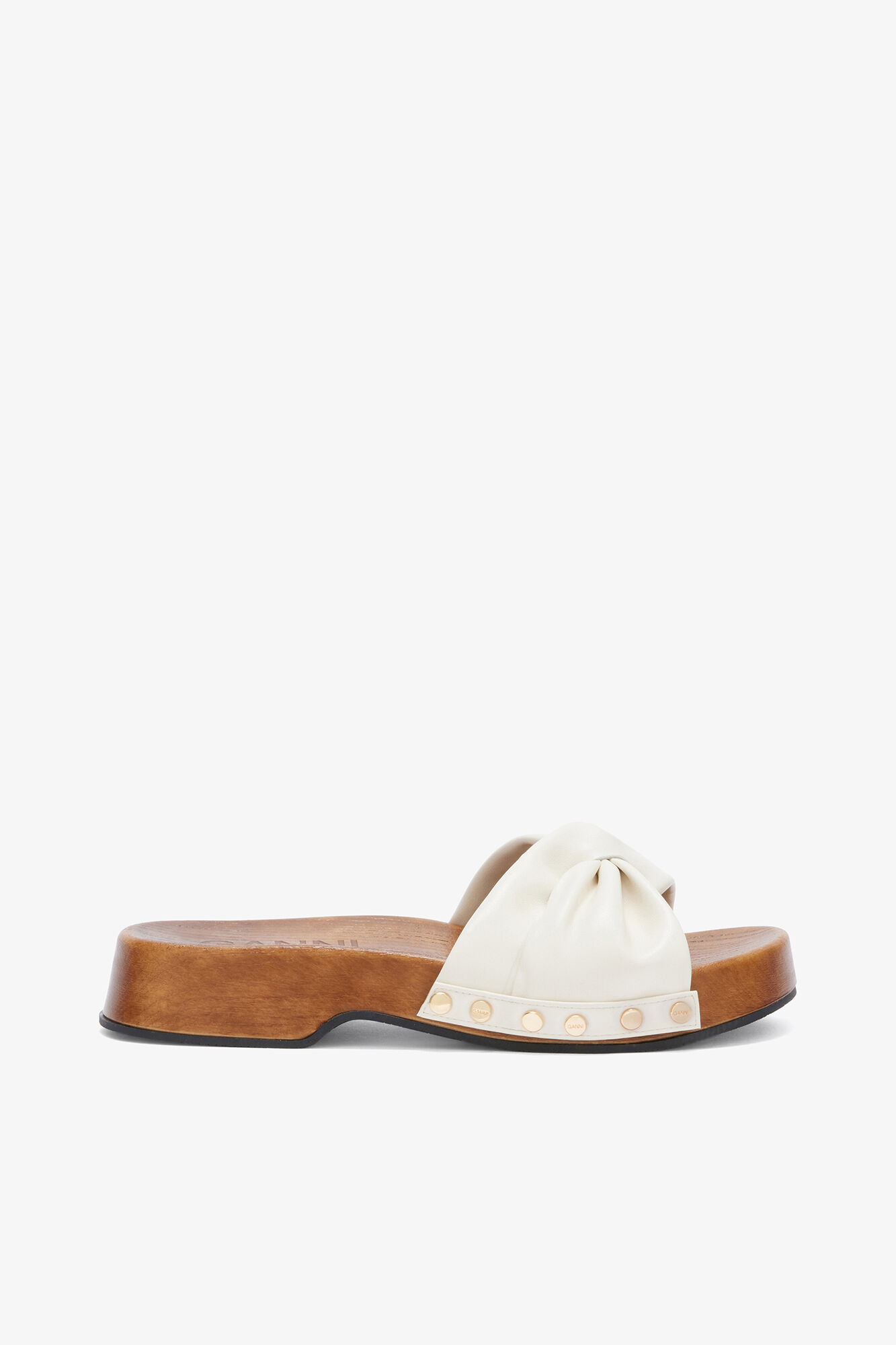 Tia Fairy clogs i hvid, Recycled Leather, in colour Egret - 1 - GANNI