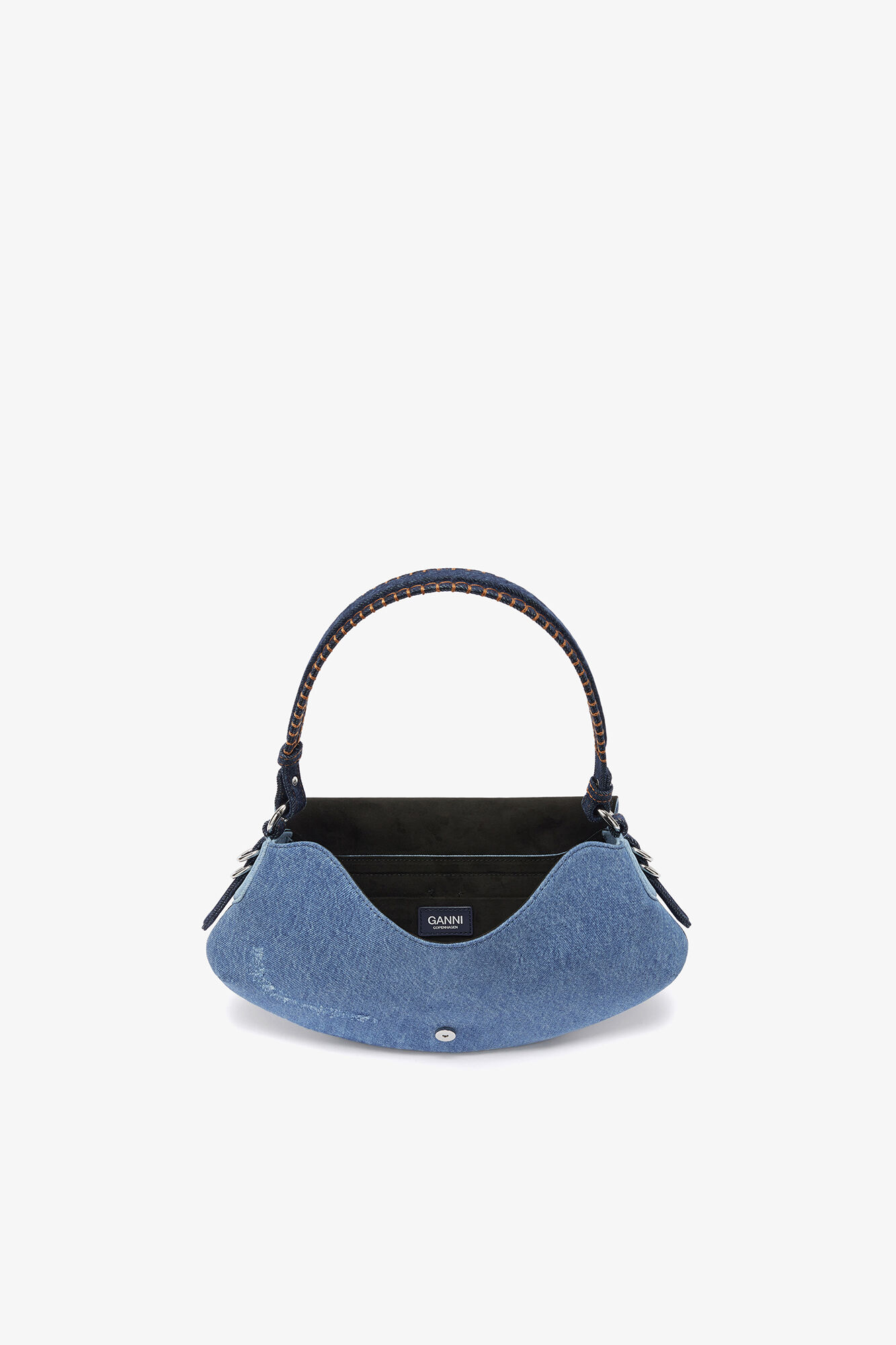 B-Kat Bag in Denim, Organic Cotton, in colour Mid Blue Vintage - 3 - GANNI