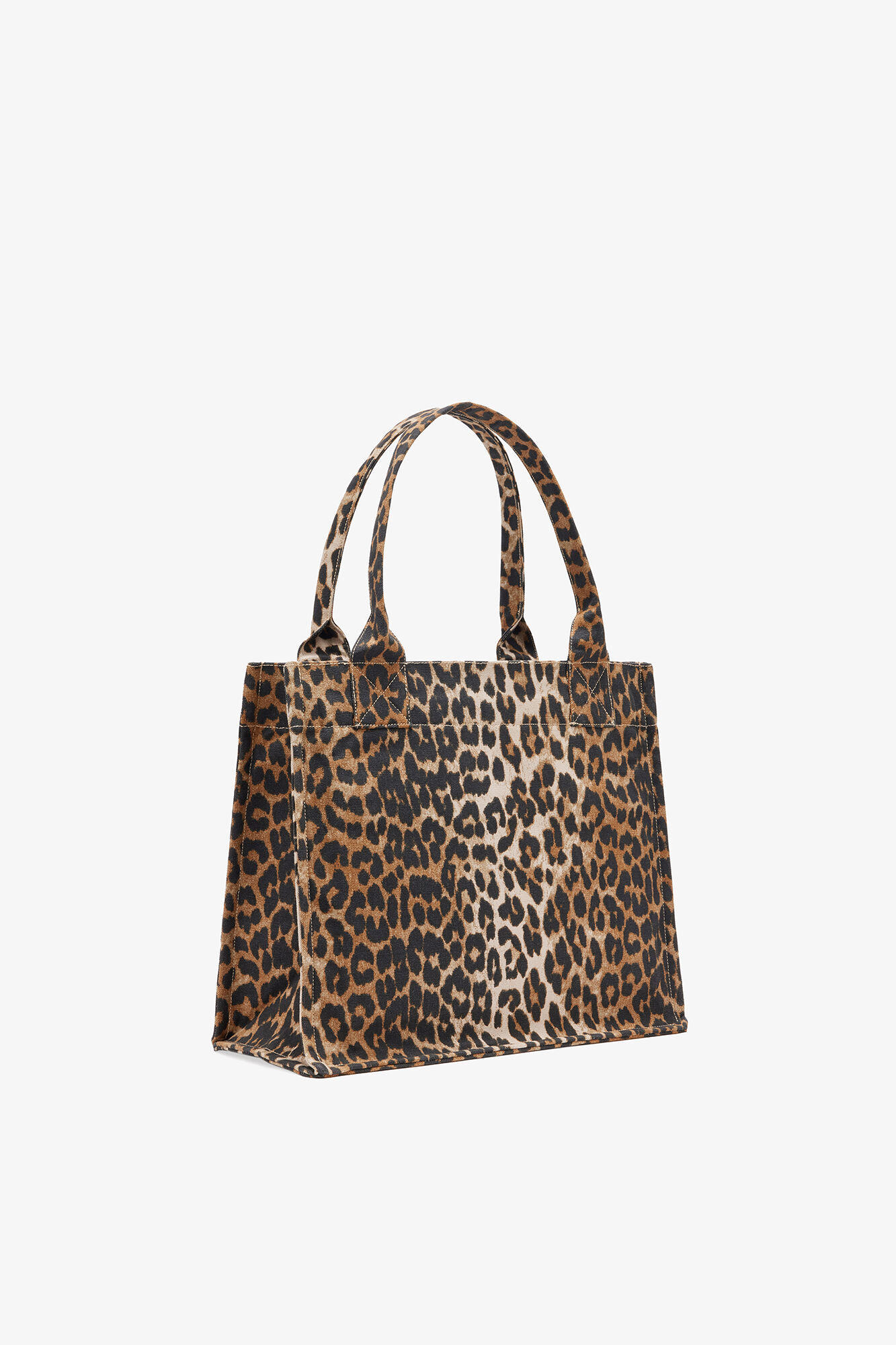 Leopard Large Canvas Tote Bag, Recycled Cotton, in colour Leopard - 2 - GANNI