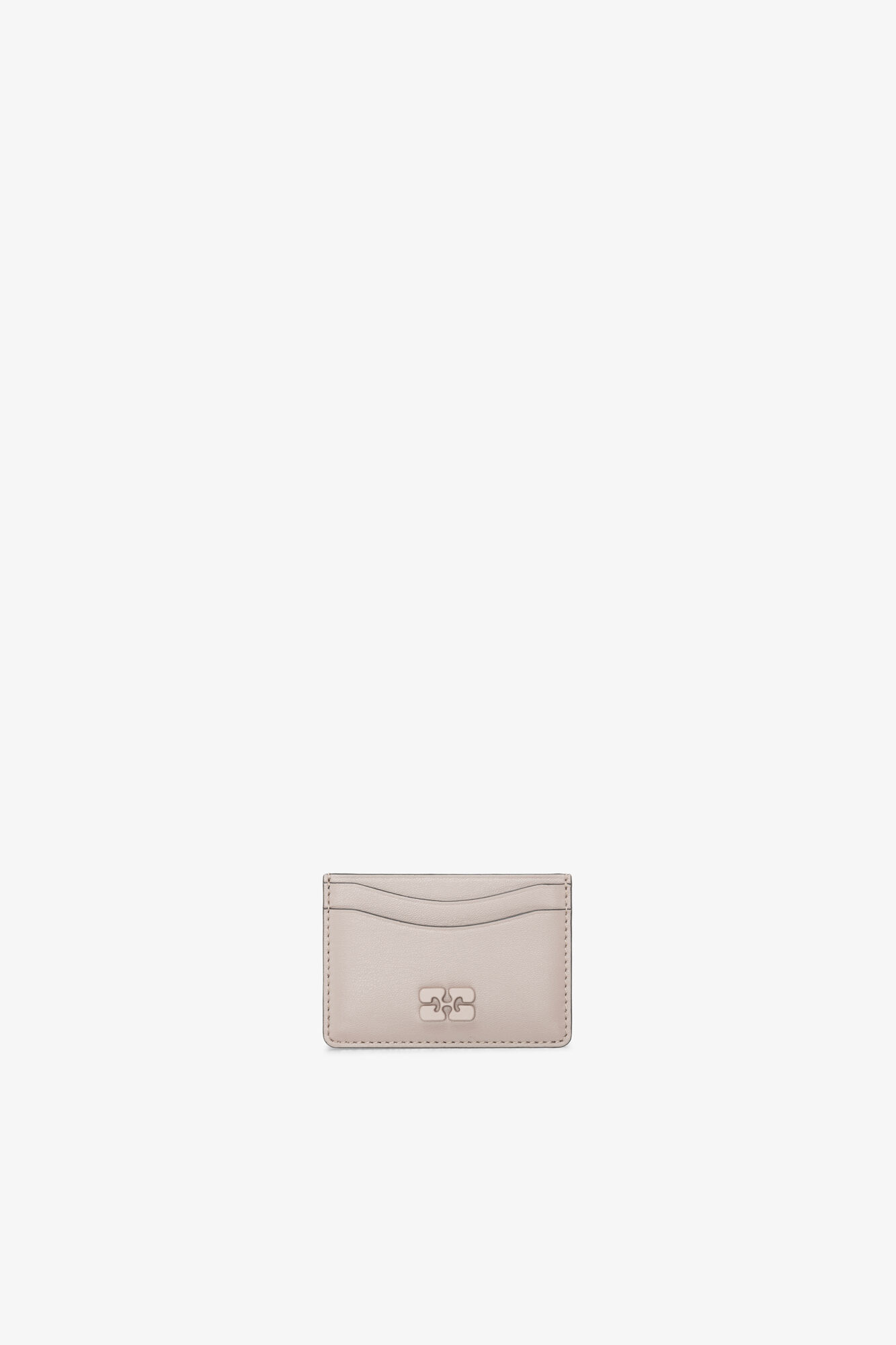 Bou Card Holder in Grey, Recycled Leather, in colour Oyster Gray - 1 - GANNI