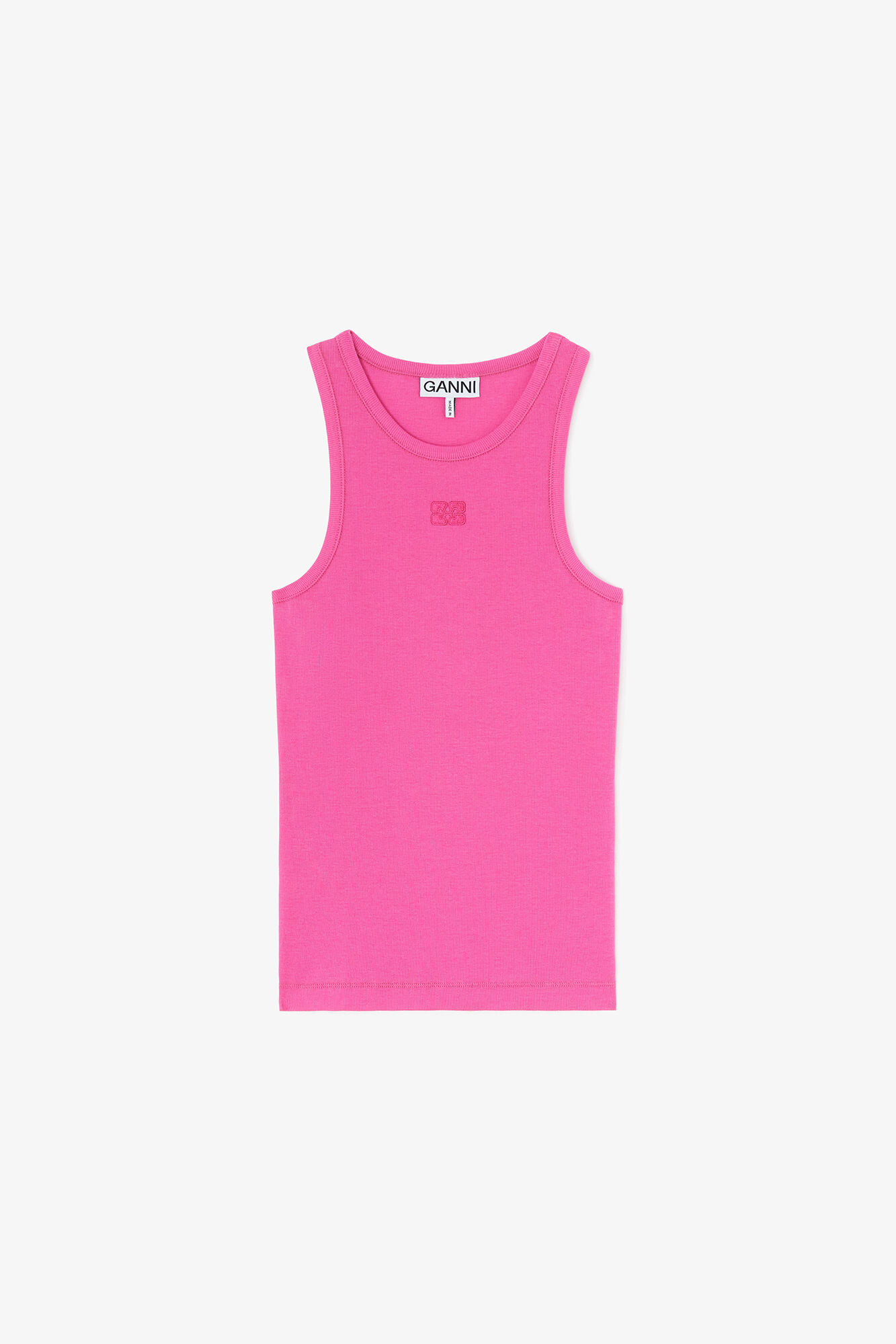 Tank Top in Pink, Organic Cotton, in colour Raspberry Rose - 1 - GANNI