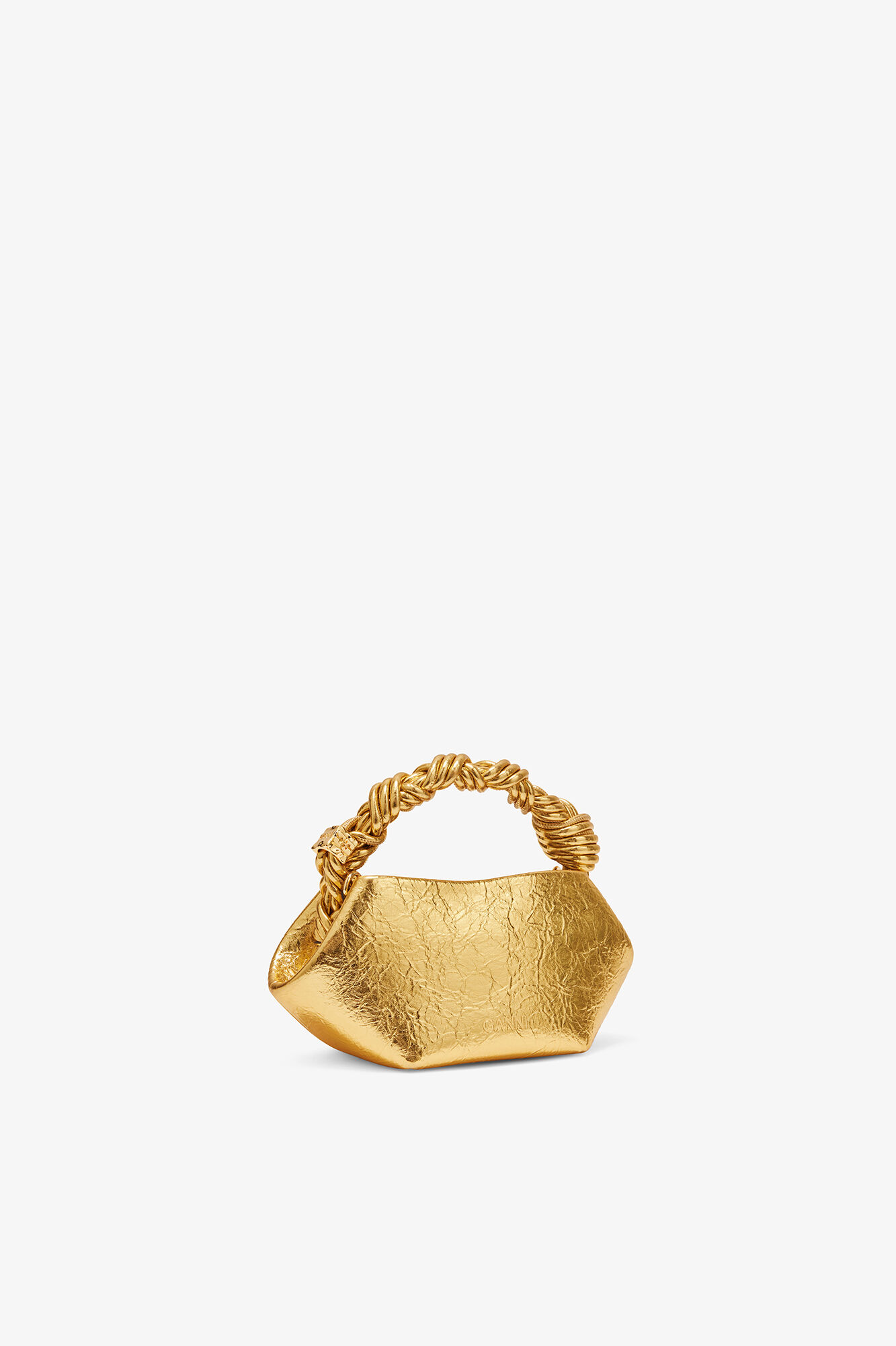 Metallic Mini Bou Bag, Polyurethane, in colour Gold - 2 - GANNI