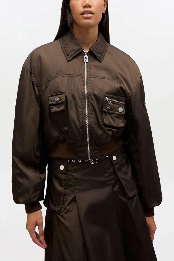 Duchesse Nylon Bomber Jacket, Demitasse