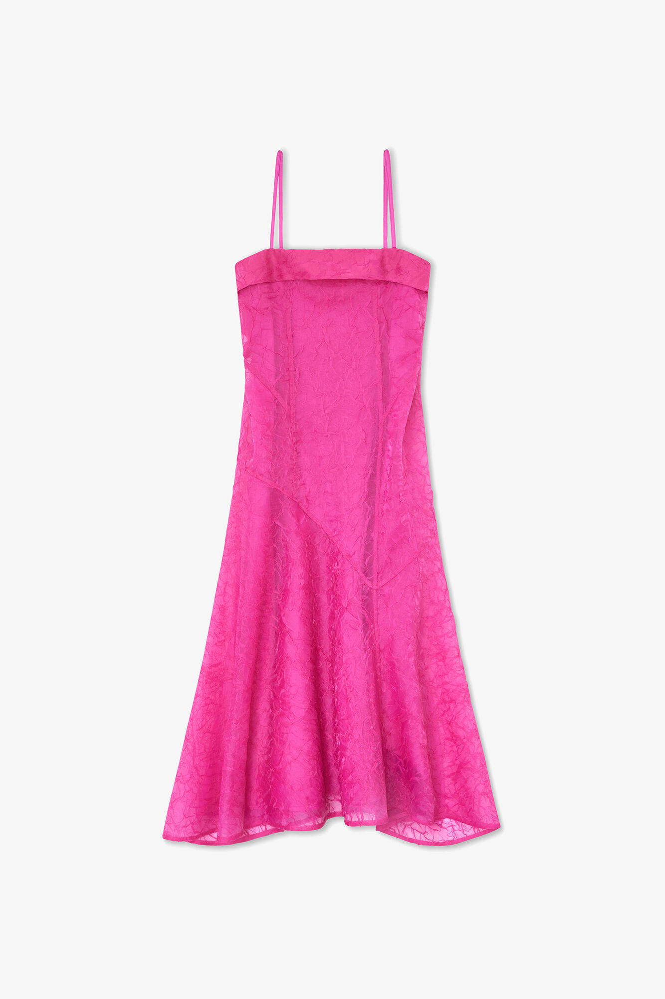 Dress in Pink Shibori Organza, Recycled Polyester, in colour Raspberry Rose - 1 - GANNI
