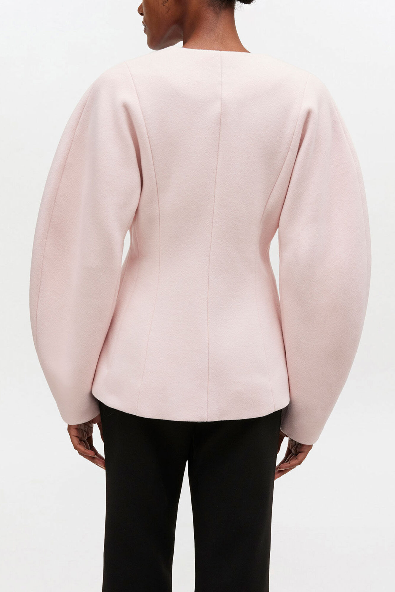 Pink Wool Blazer, Wool, in colour Ballerina - 3 - GANNI