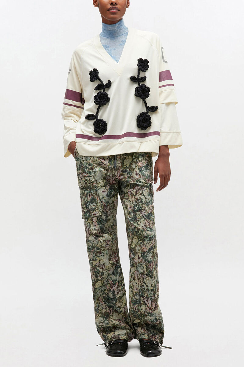 Ivory GANNI League Long-sleeve, Polyester, in colour Egret - 2 - GANNI