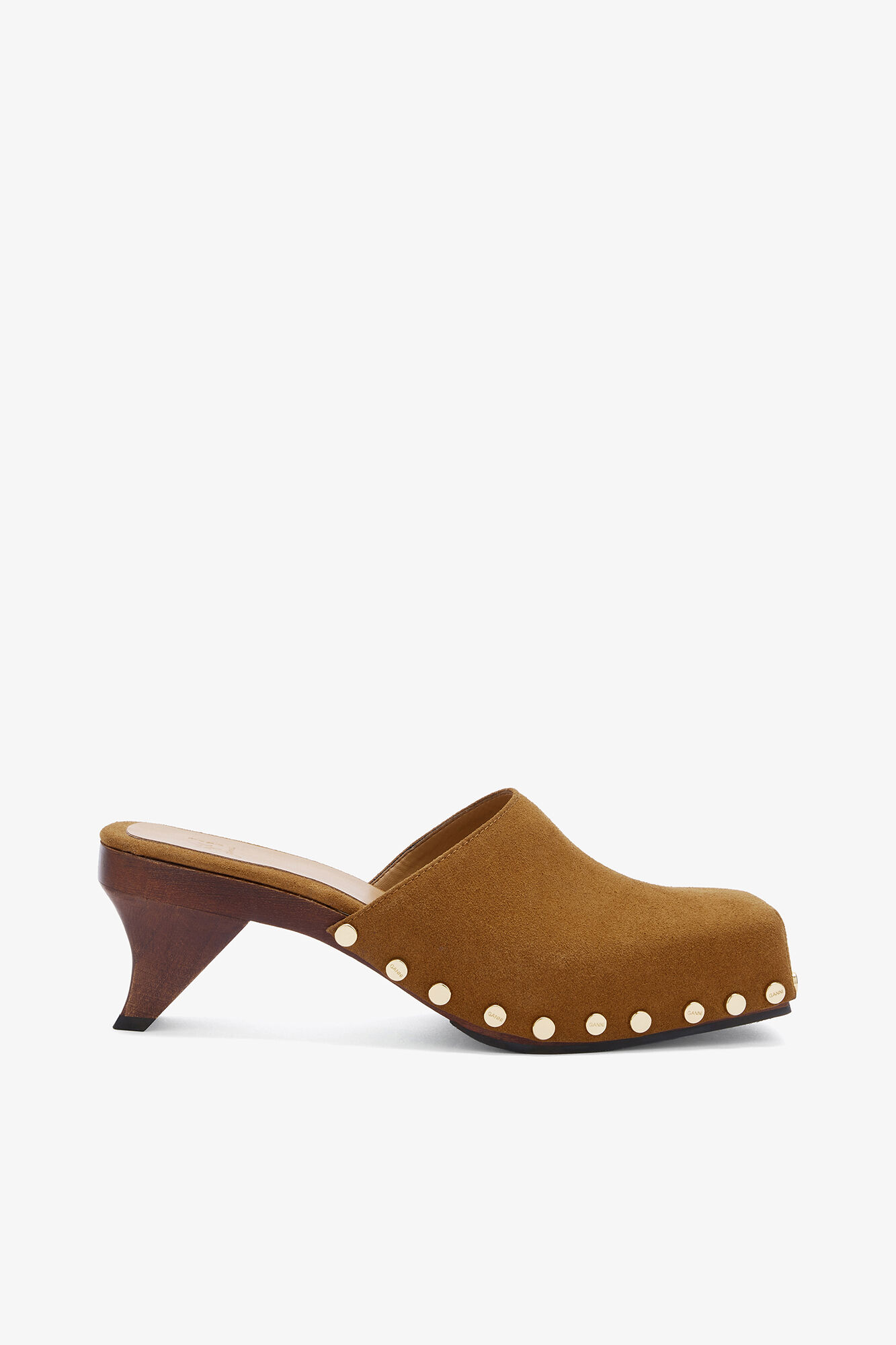 June Sabot Mule in Brown, Leather, in colour Caramel Caf&eacute; - 1 - GANNI