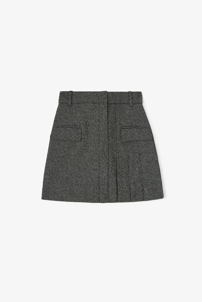 Grey Suiting Mini Skirt, Black