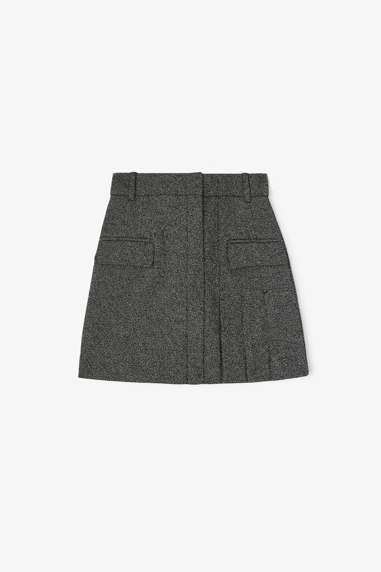 Grey Suiting Mini Skirt, Organic Cotton, in colour Black - 1 - GANNI