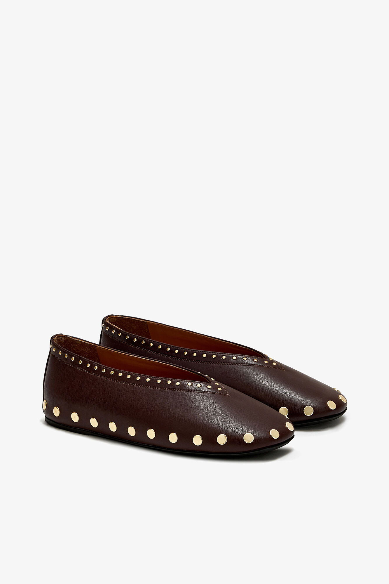 Jenny Ballerina in Brown, Recycled Leather, in colour Chicory Coffee - 2 - GANNI