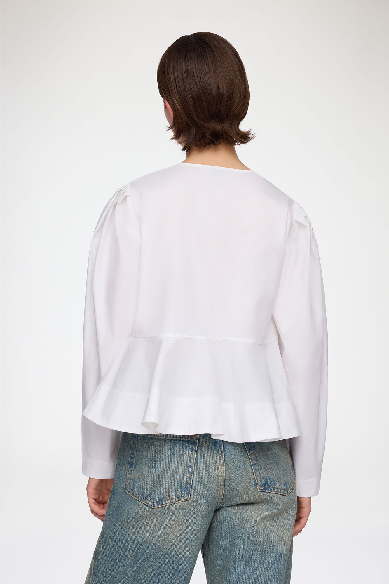 Blouse in Cotton Poplin, Organic Cotton, in colour Bright White - 3 - GANNI