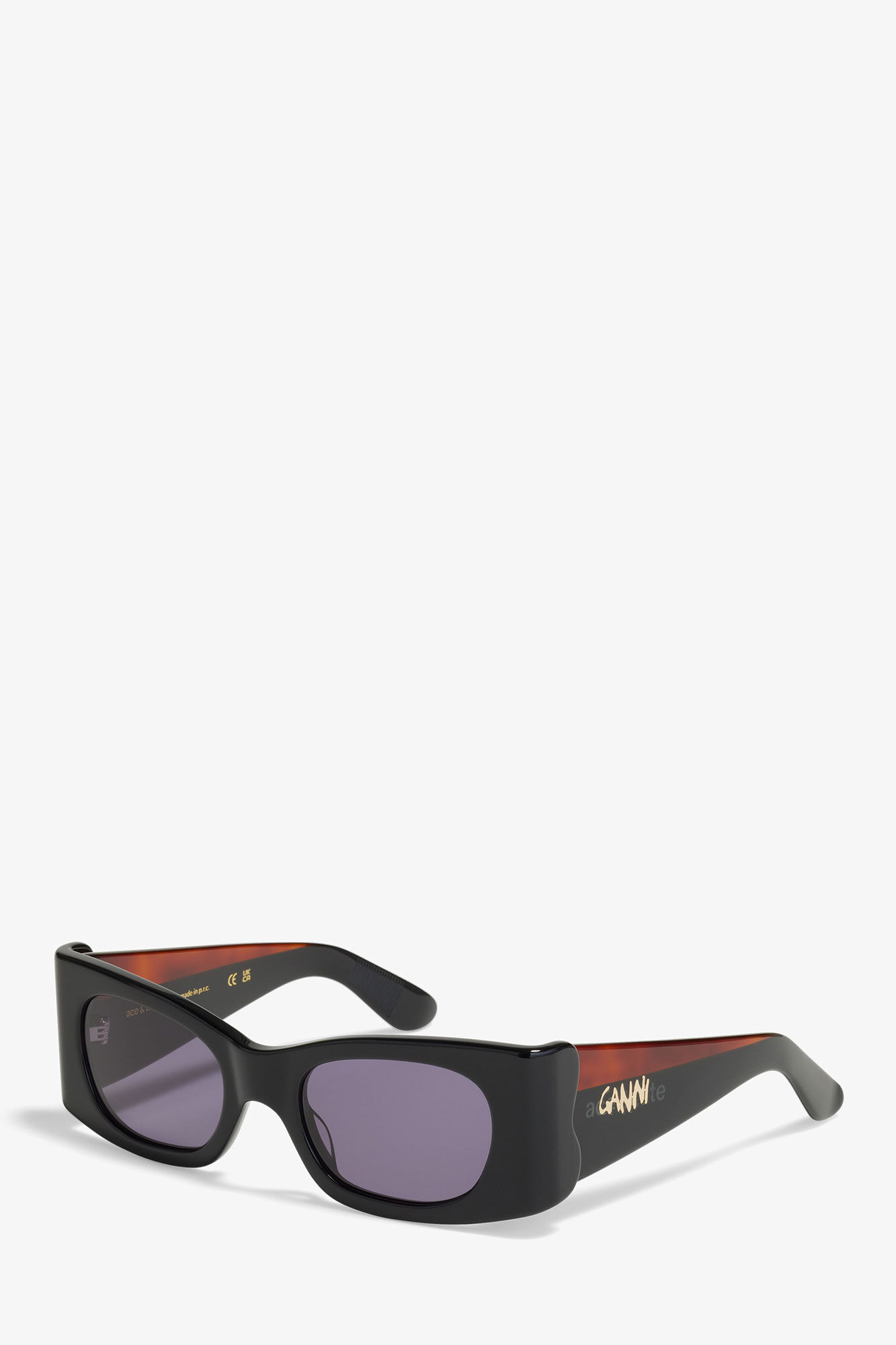 GANNI x Ace & Tate Black Kayla Sunglasses, Acetate, in colour Black - 2 - GANNI