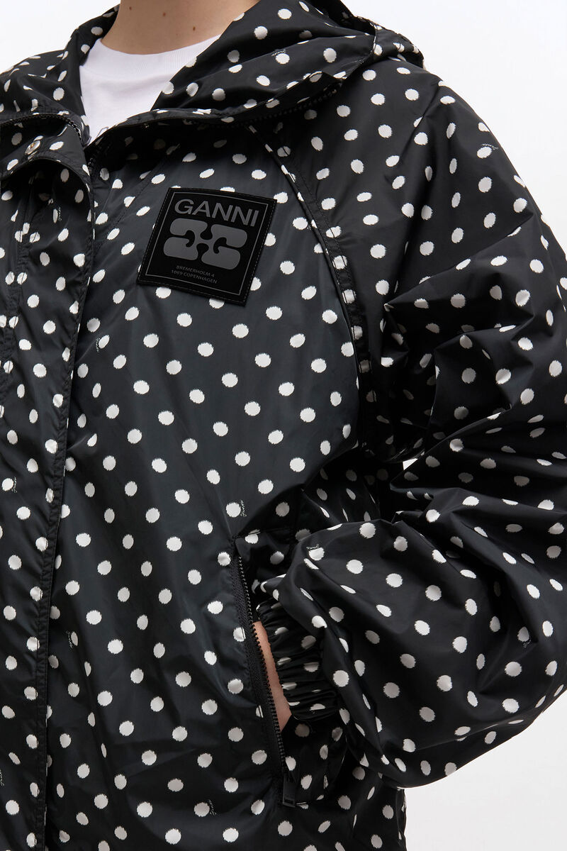 Printed Nylon Jacket, Recycled Polyamide, in colour Black - 3 - GANNI