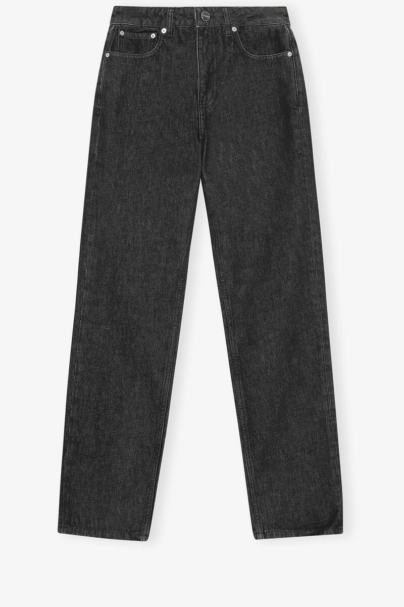 Swigy Jeans in Rigid Denim, Cotton, in colour Black/White Stone - 1 - GANNI