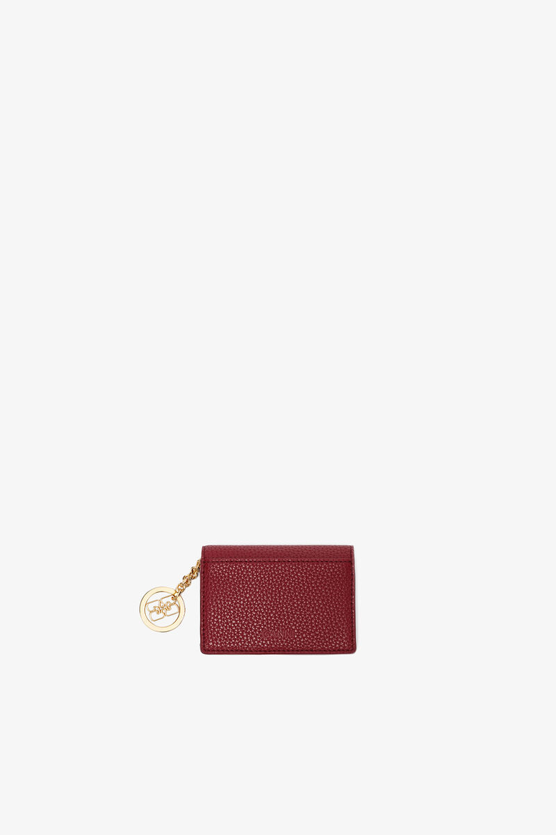 Genarbter Bou-Kartenhalter mit Klappe in Rot, Recycled Polyester, in colour Red Dahlia - 2 - GANNI