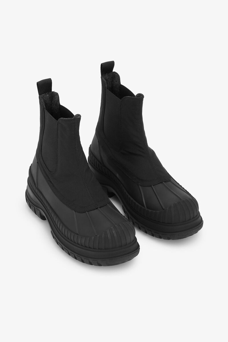 Black Outdoor Chelsea Boots, Recycled Polyester, in colour Black - 3 - GANNI