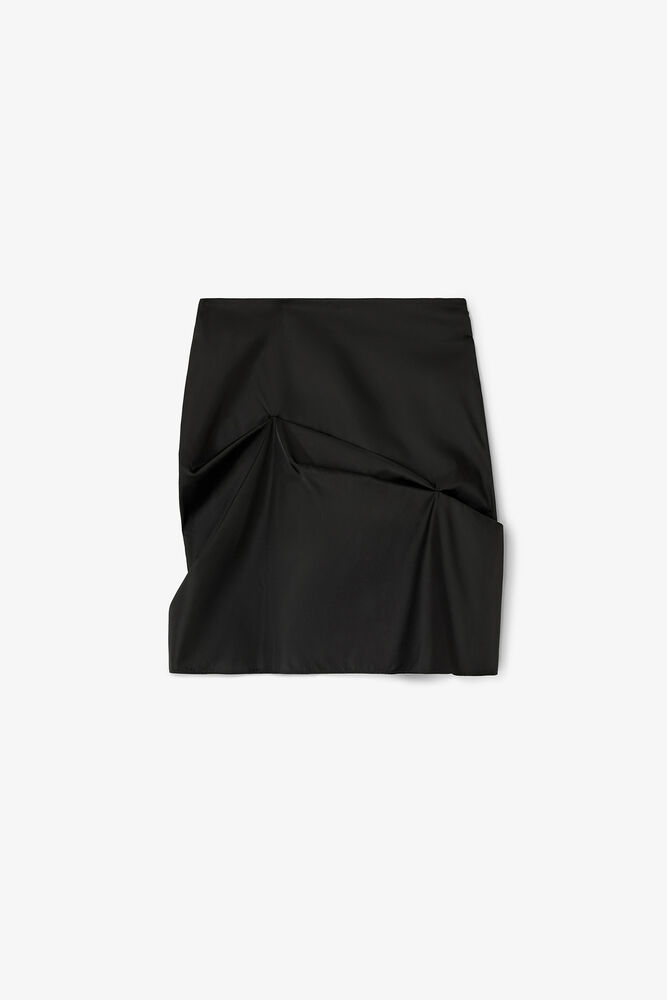 Black Nylon Mini Skirt, Black