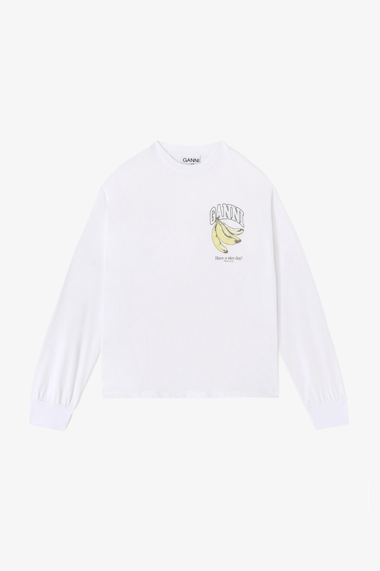 Long-sleeve Fruit T-shirt, Organic Cotton, in colour Bright White - 1 - GANNI