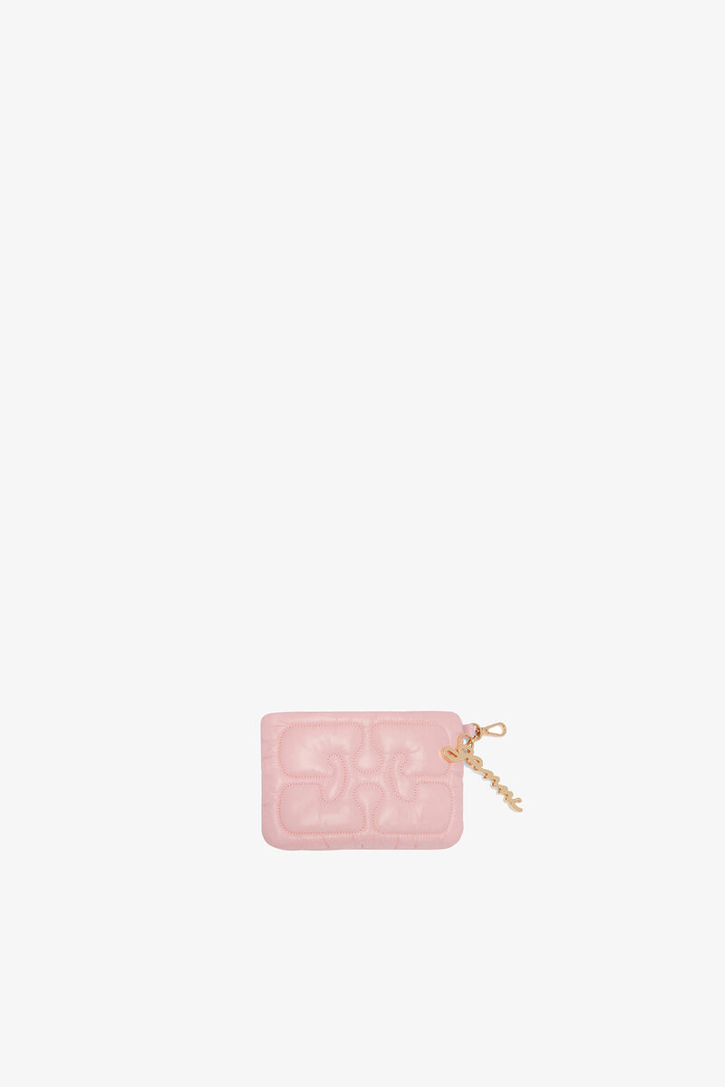 Quilted Re-Tech Pouch, Recycled Polyamide, in colour Chalk Pink - 1 - GANNI