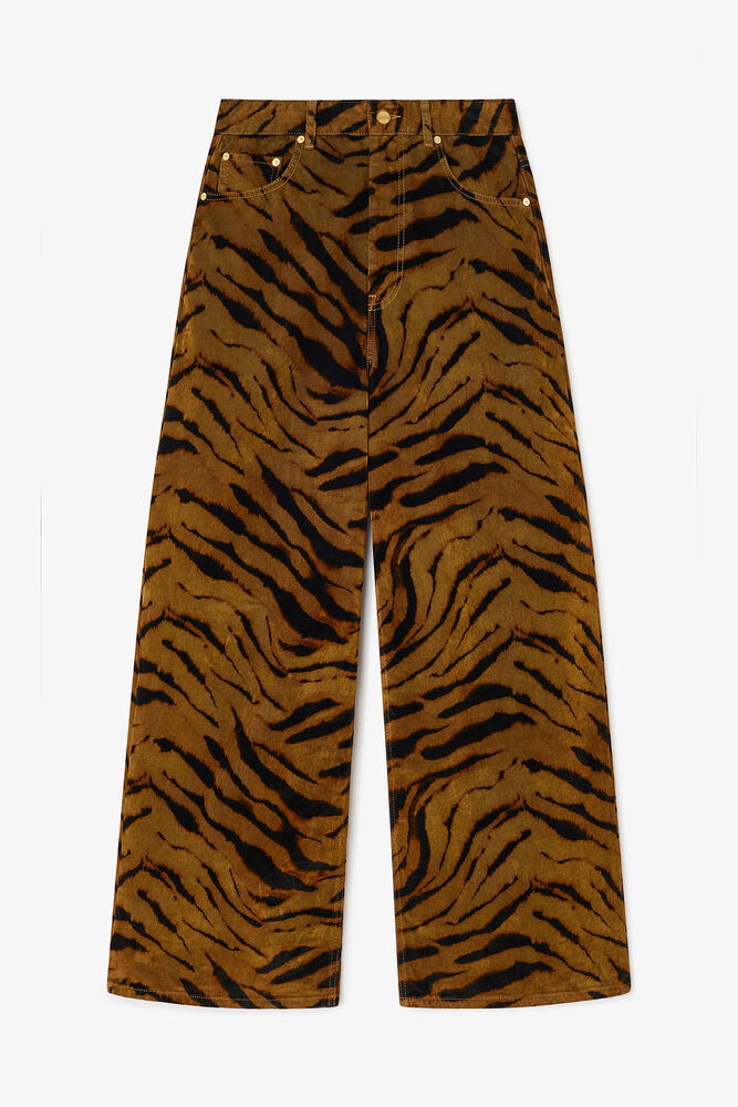 Baggy Jeans in Zebra Print, Khaki