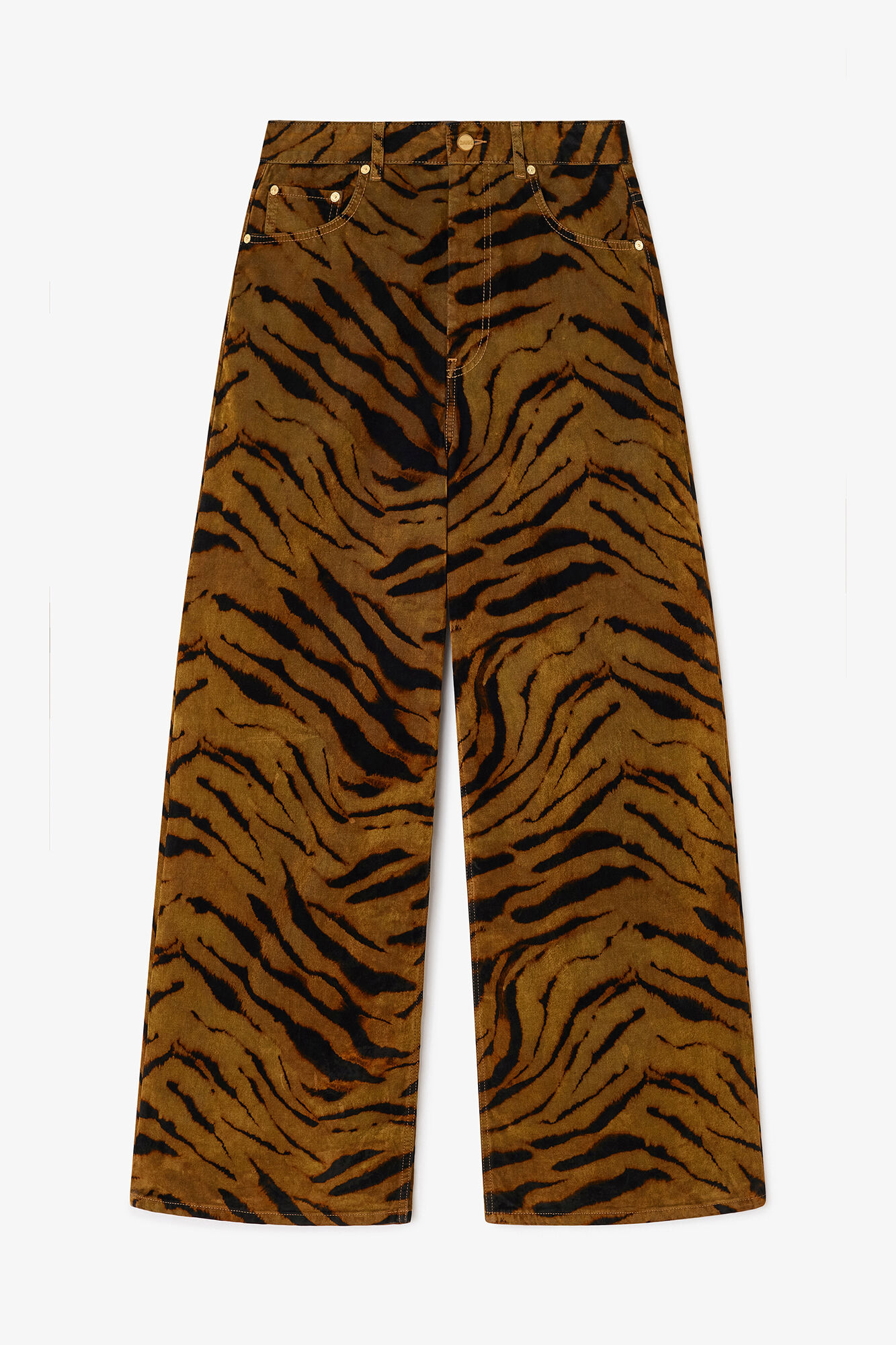 Jean baggy &agrave; imprim&eacute; z&eacute;br&eacute;, Recycled Cotton, in colour Khaki - 1 - GANNI