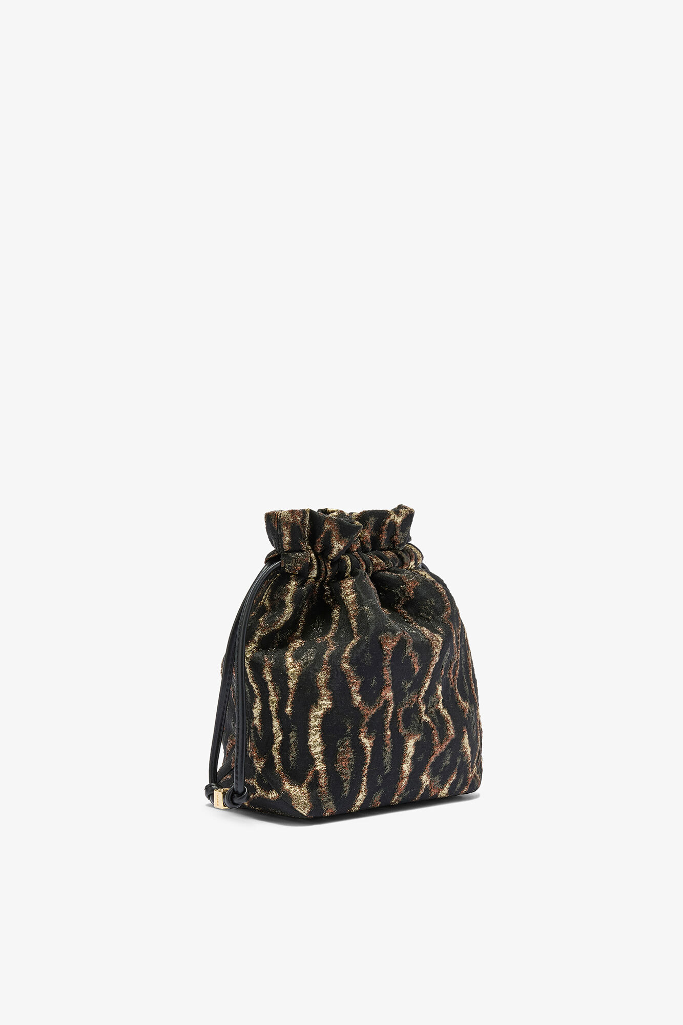 Metallic Bou Bucket Cloque Pouch, Recycled Polyester, in colour Antique Bronze - 2 - GANNI