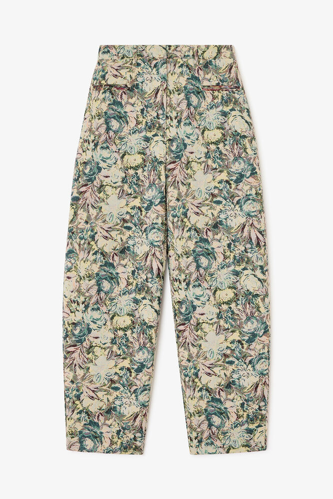 Pantalon incurv&eacute; &agrave; motif tapisserie, Jadeite