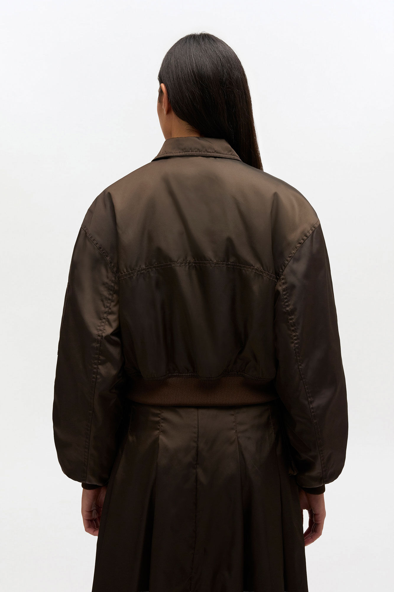 Duchesse Nylon Bomber Jacket, Recycled Polyamide, in colour Demitasse - 3 - GANNI