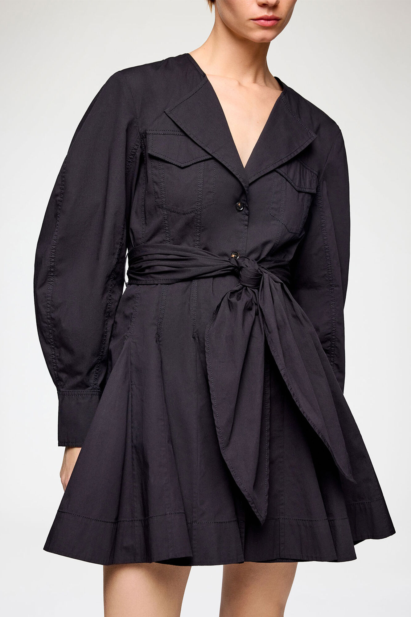 Hemdkleid aus Stretch-Baumwolle, Organic Cotton, in colour Black - 1 - GANNI