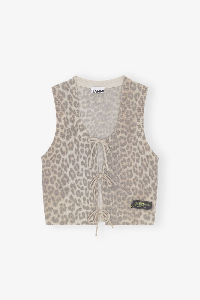 Leopard Tie String Vest, Leopard