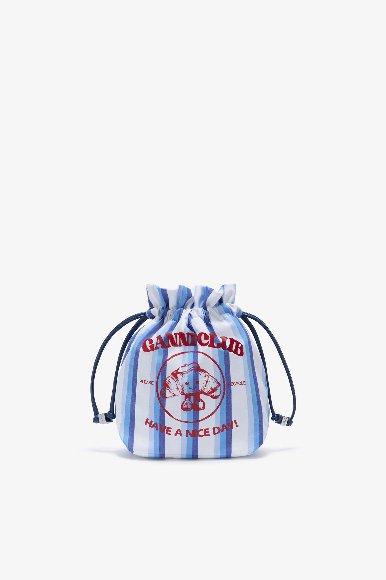 Striped Paris GANNI Club Pouch, Organic Cotton, in colour Silver Lake Blue - 1 - GANNI