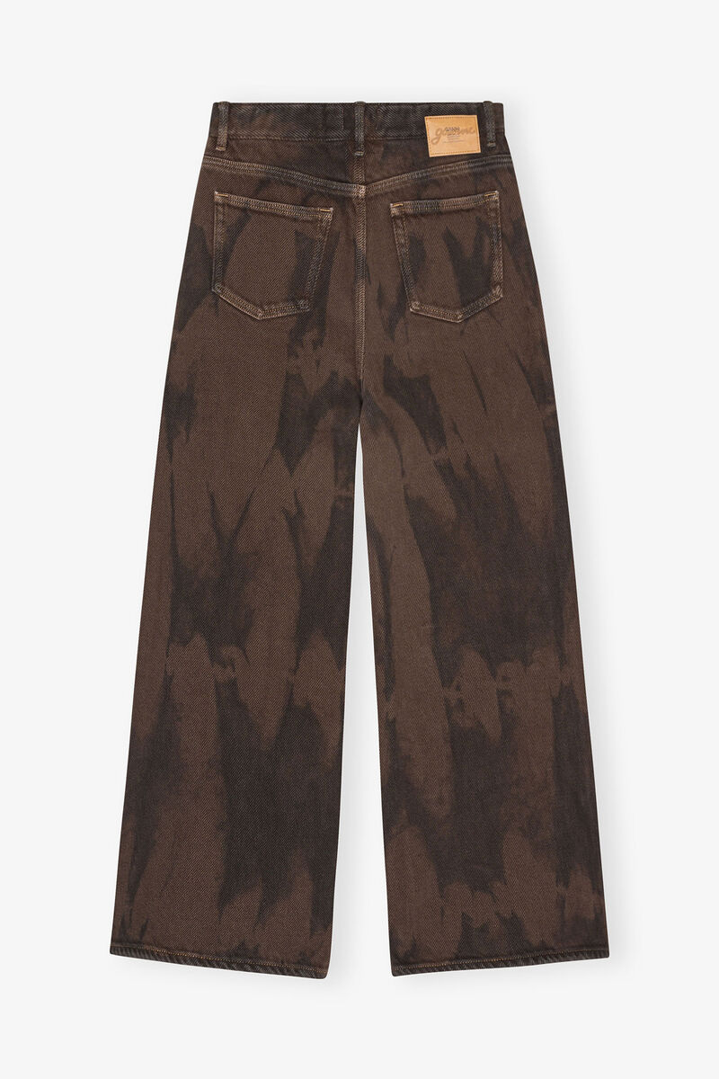 Baggy Wide Jeans in Overdyed Denim, Organic Cotton, in colour Chicory Coffee - 2 - GANNI