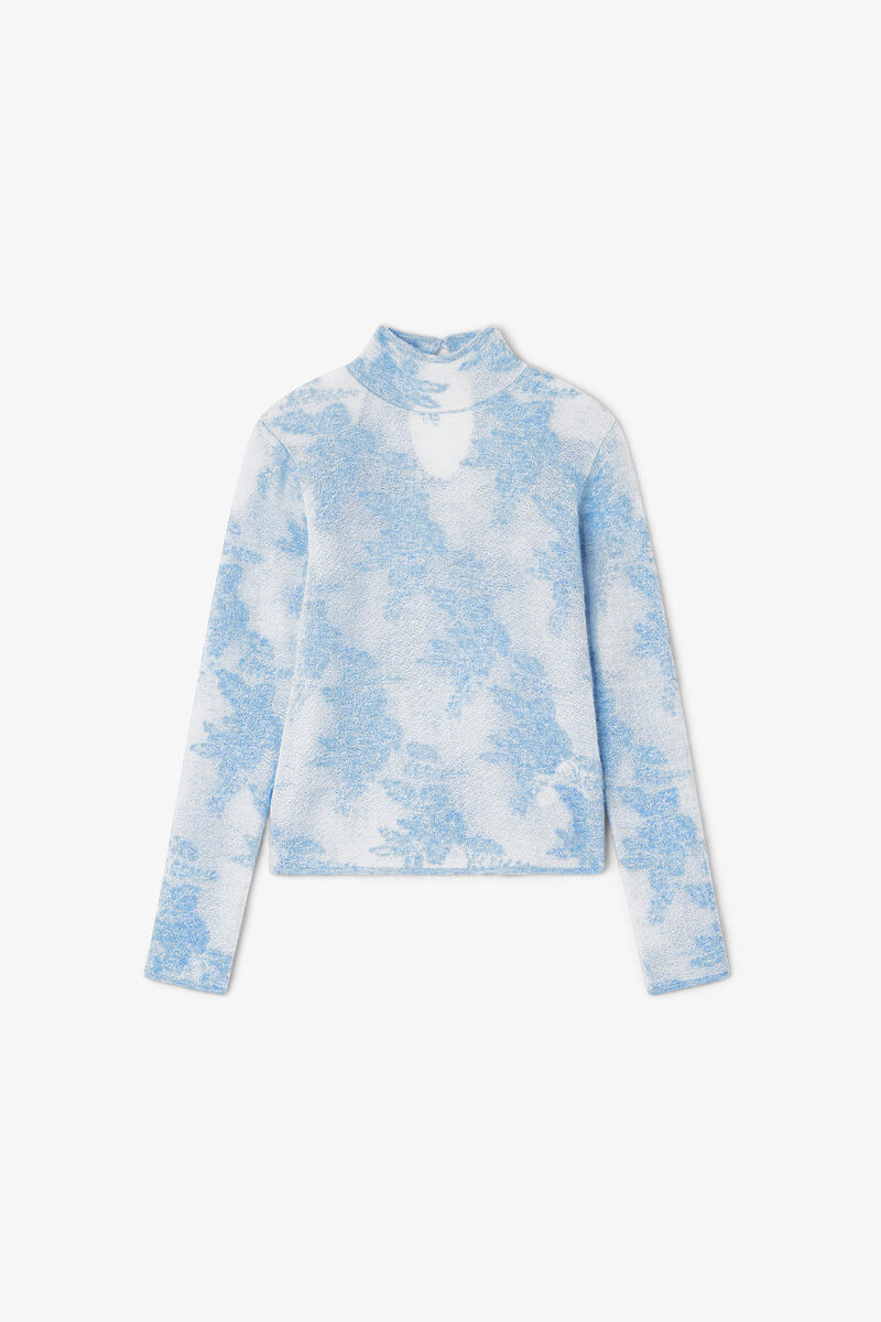 Blue Sheer Turtleneck, Alpaca, in colour Blissful Blue - 1 - GANNI