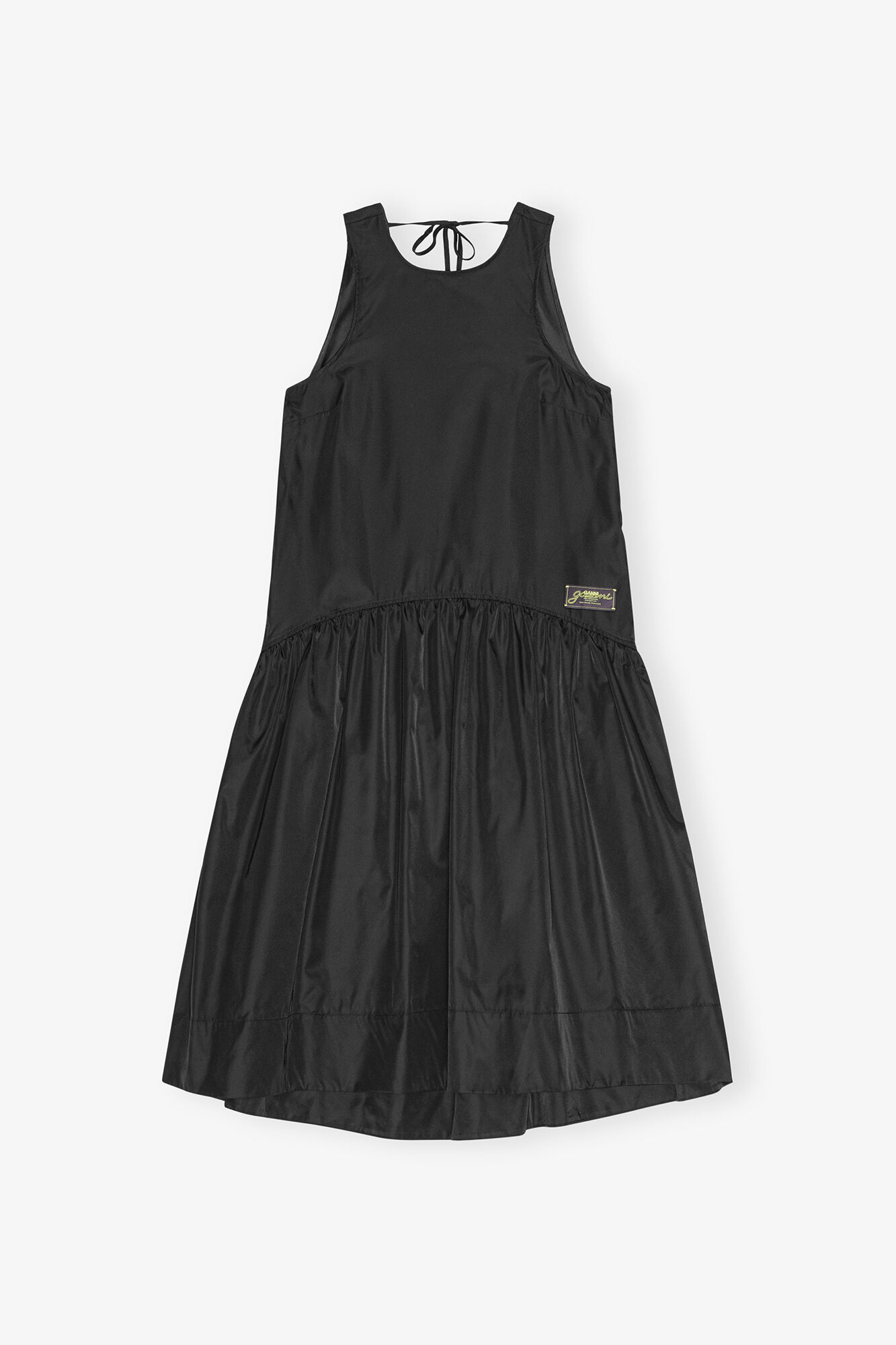 Midikjole i sort duchesse-nylon, Recycled Polyamide, in colour Black - 1 - GANNI
