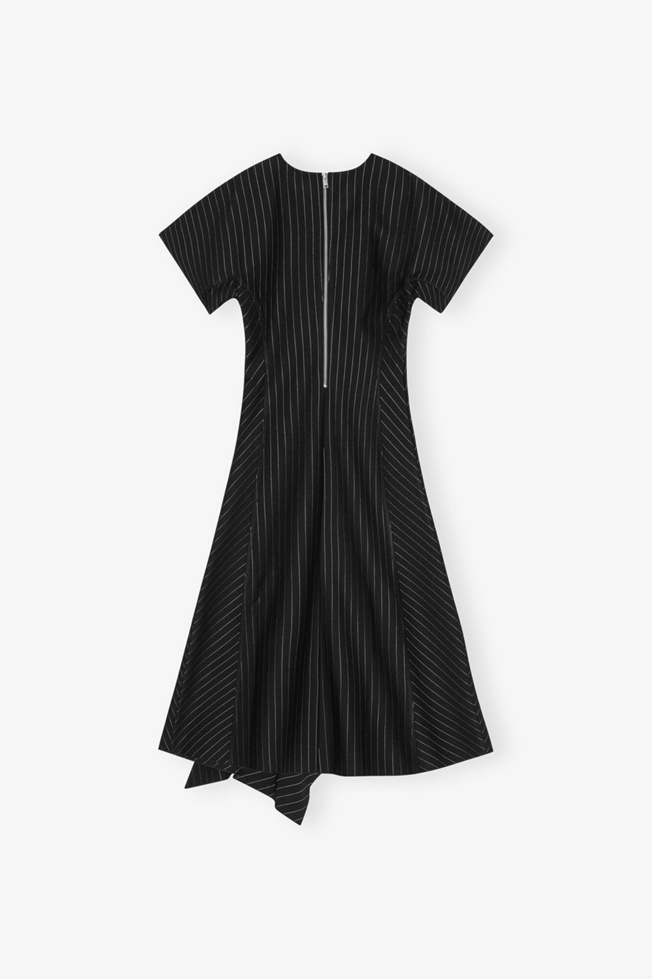 Black Pinstripe Long Dress, LENZING&trade; ECOVERO&trade;, in colour Black - 2 - GANNI