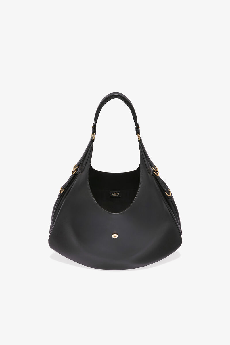 Black Large Kat Bag, Recycled Leather, in colour Black - 3 - GANNI