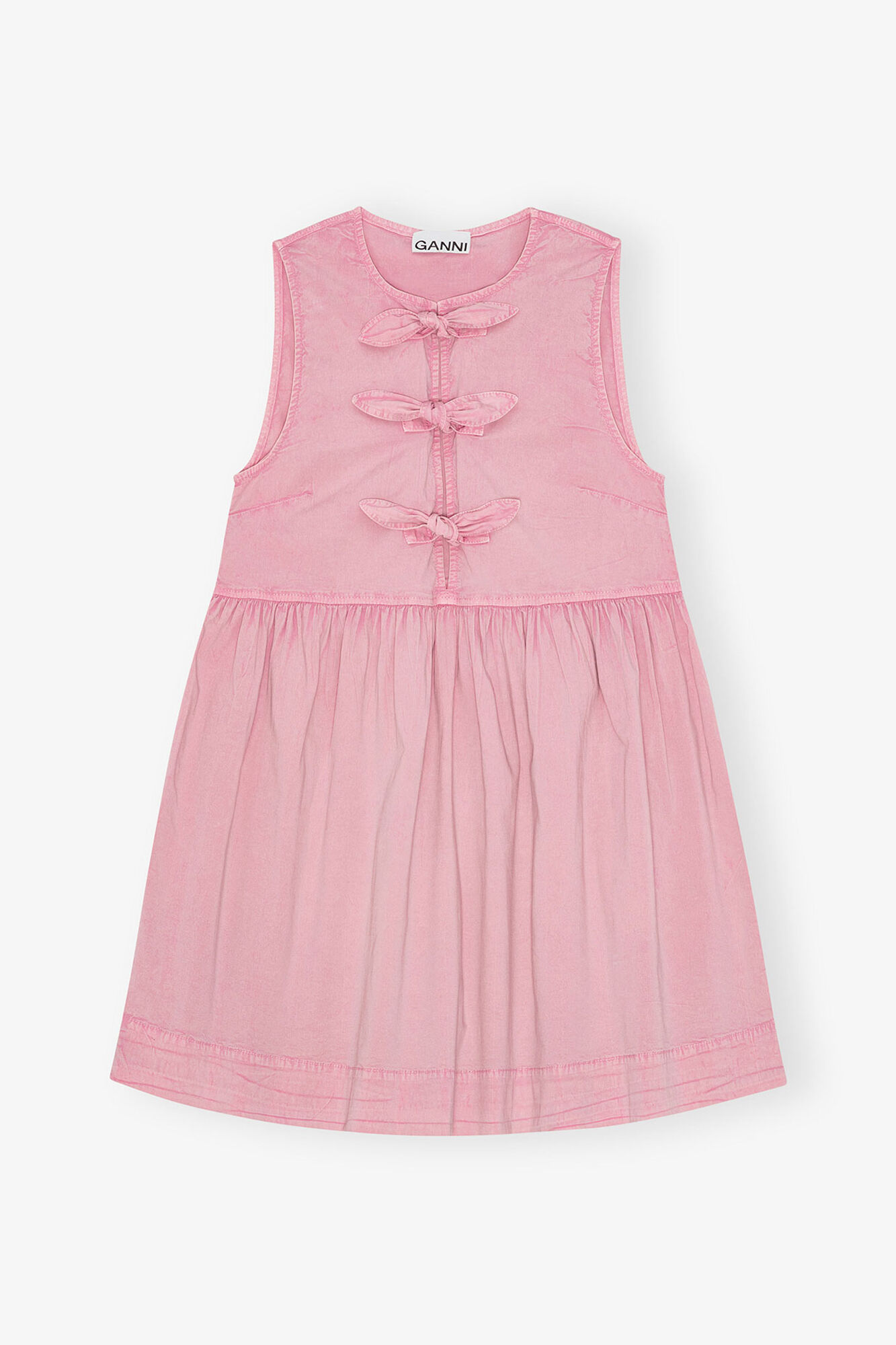 Pink Washed Dress, Organic Cotton, in colour Bleached Mauve - 1 - GANNI