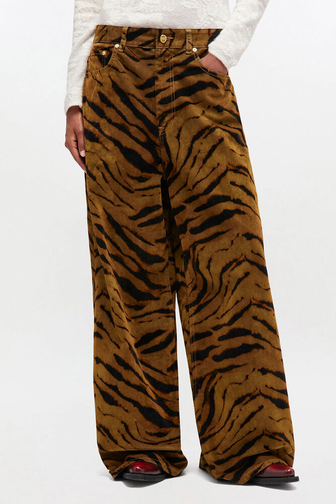 Baggy Jeans in Zebra Print, Khaki