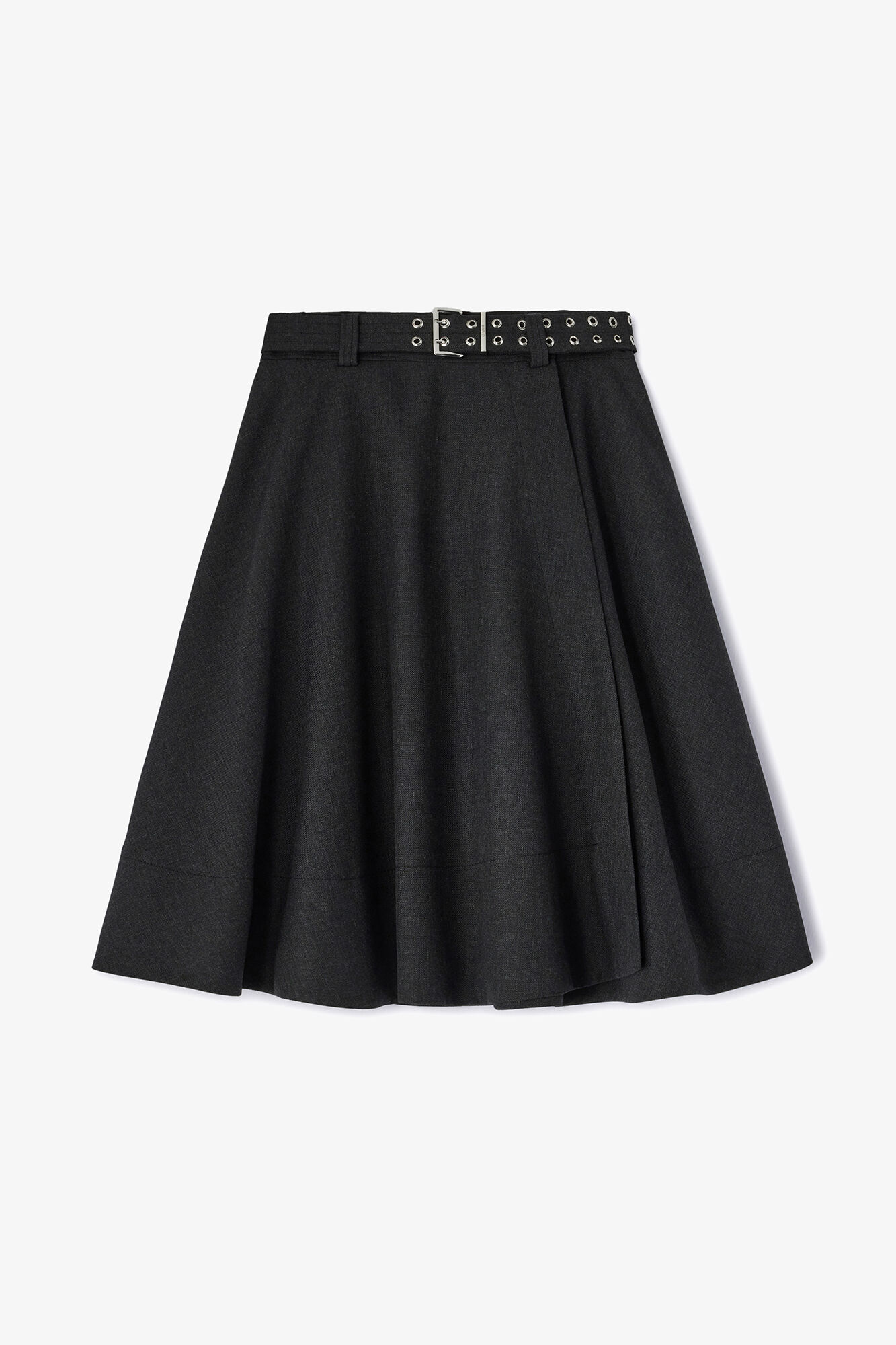 Wool Suiting Wrap Skirt, Recycled Polyester, in colour Phantom - 1 - GANNI