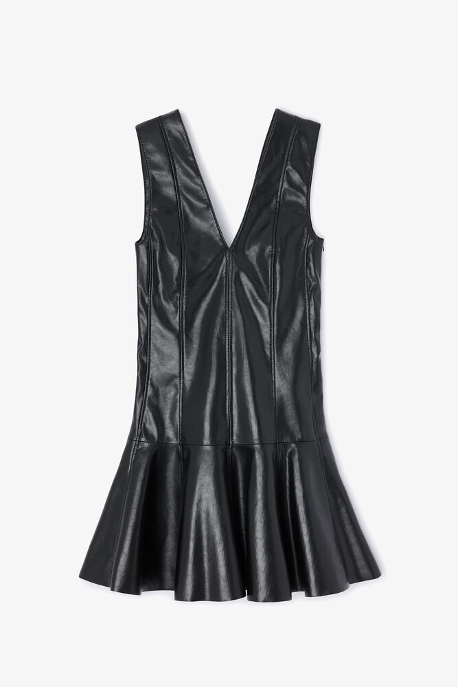 Schwarzes Minikleid aus Leder, Black