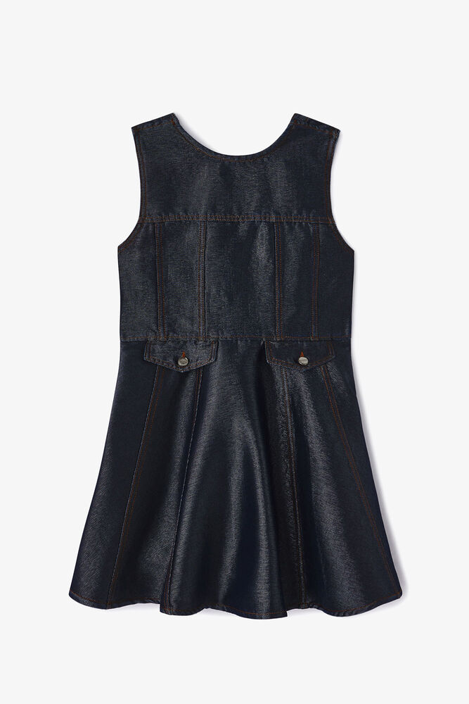 Mini Dress Shiny Denim, Rinse