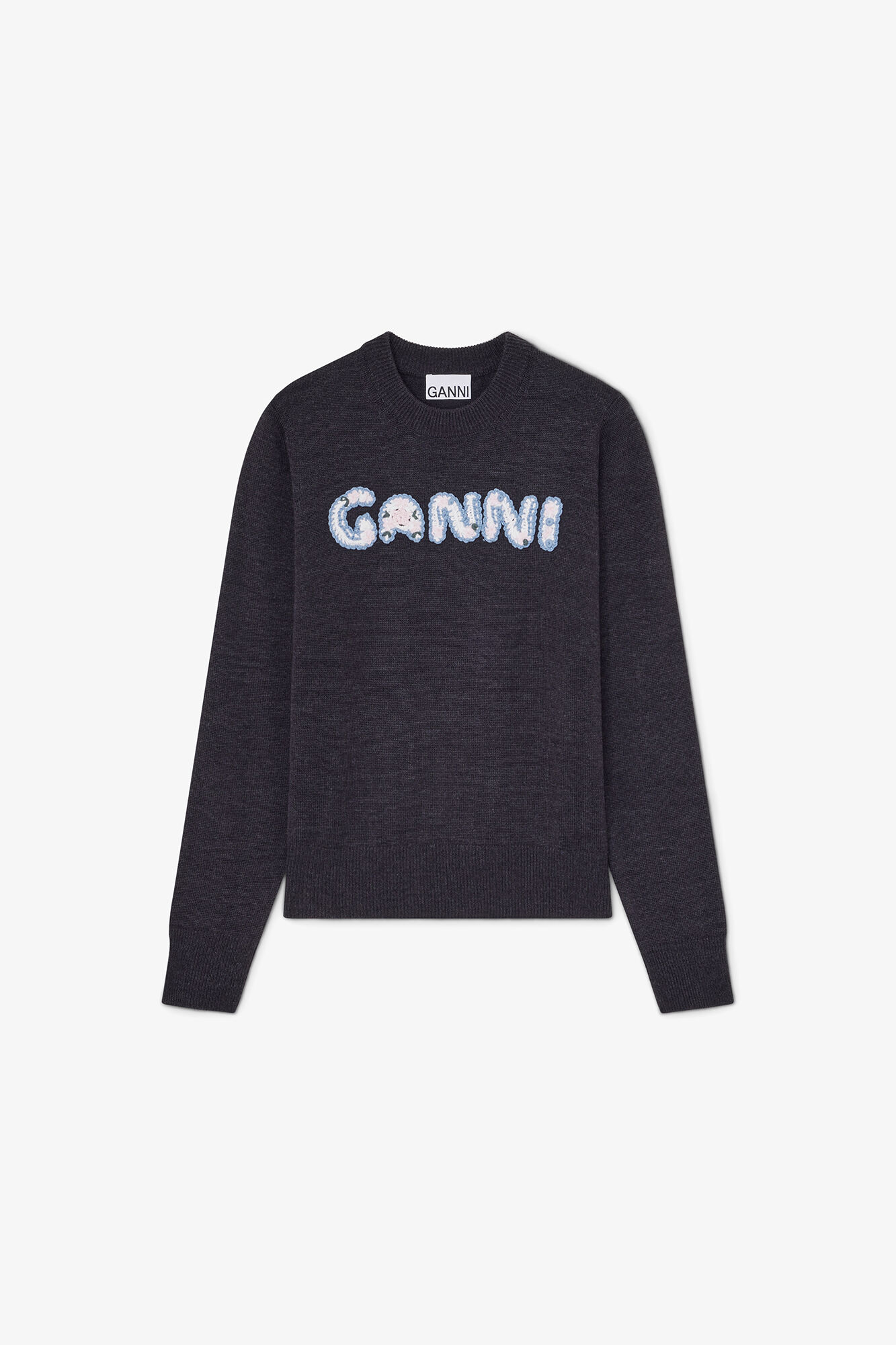 Jumper i merino, Wool, in colour Phantom - 1 - GANNI