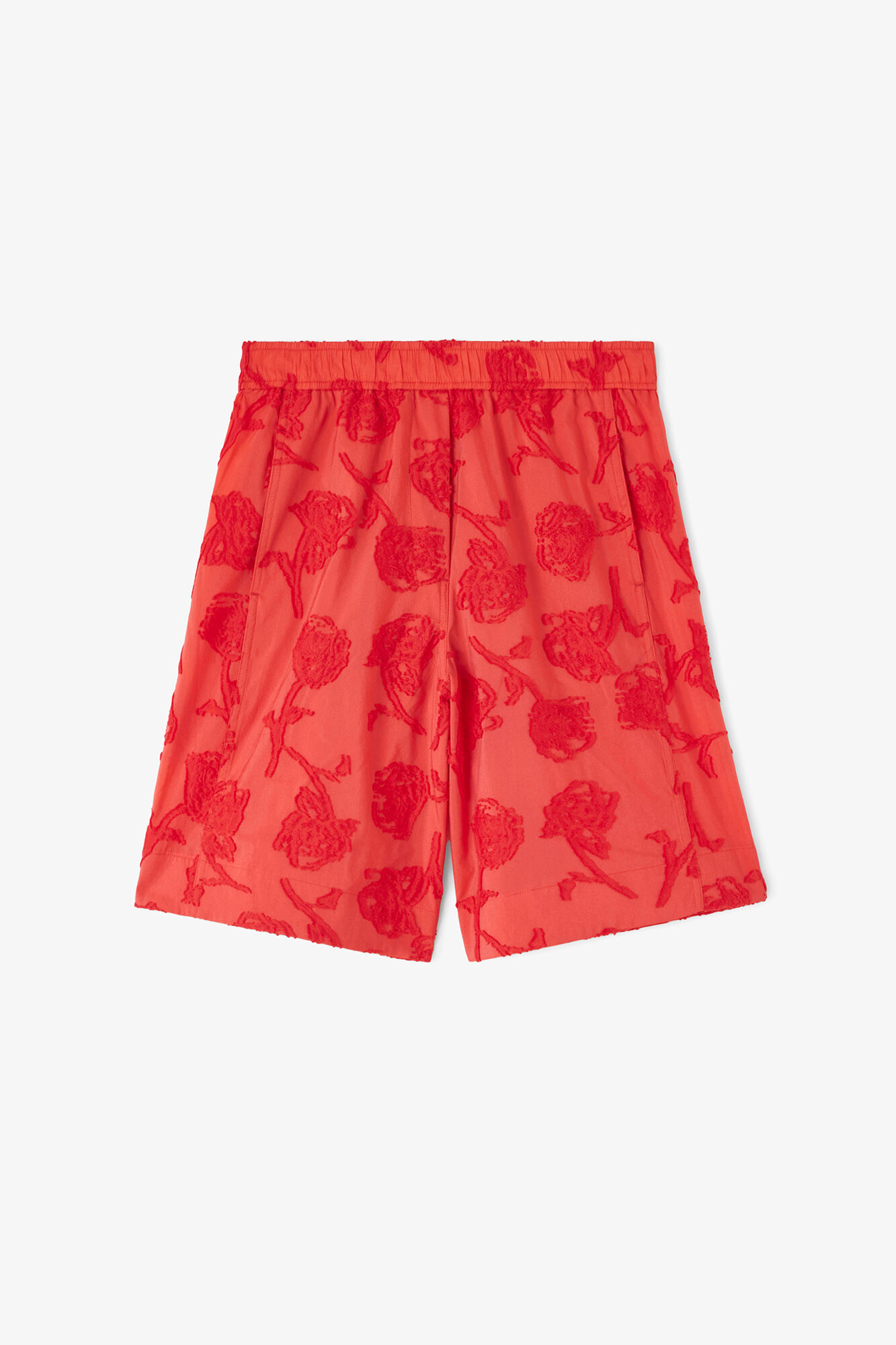 Short en fil coup&eacute; rouge, Recycled Cotton, in colour Fiery Red - 1 - GANNI