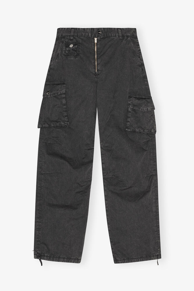 Trouseres in Black Washed Twill, Phantom
