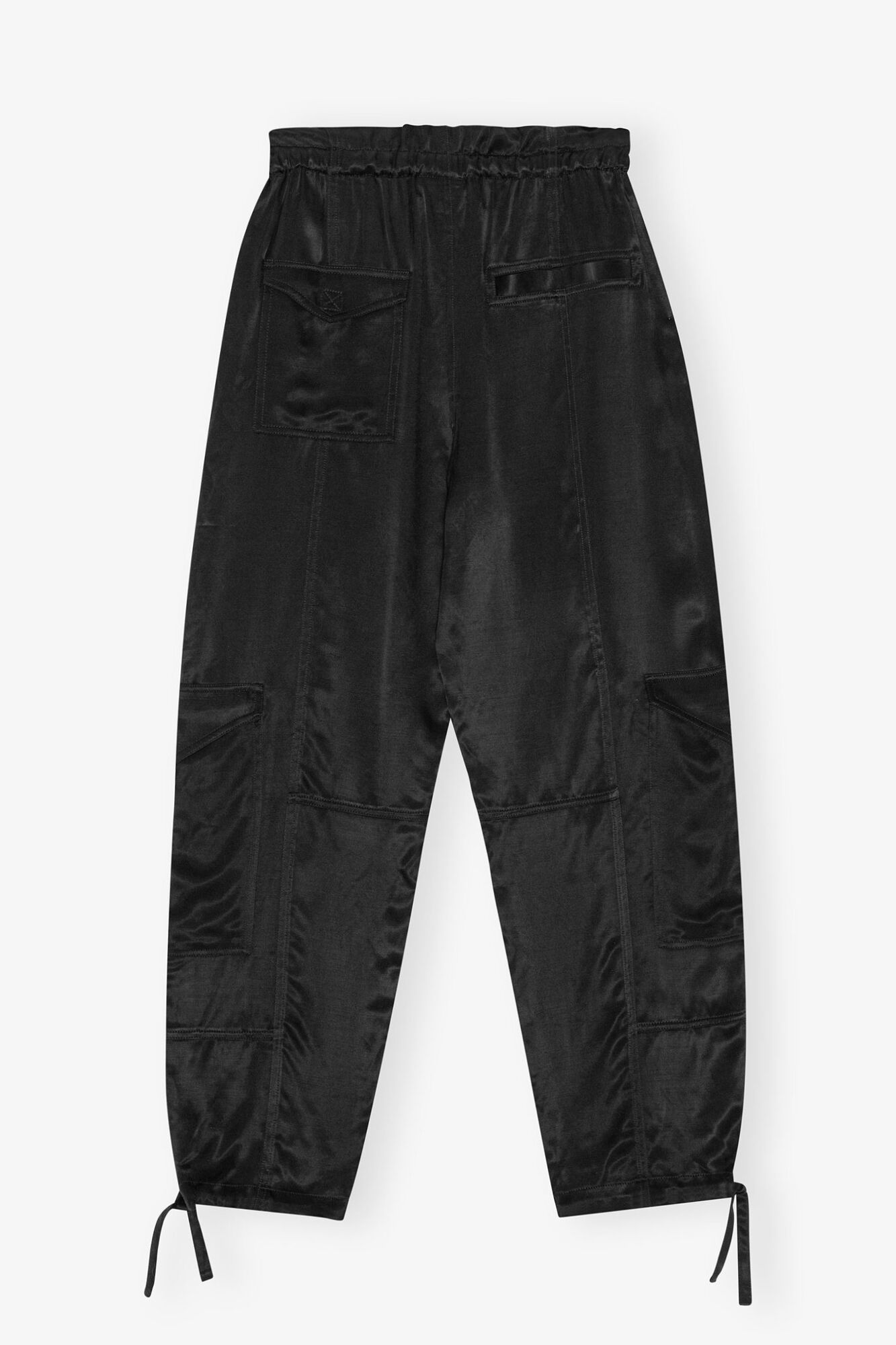 Trousers in Black Washed Satin, LENZING&trade; ECOVERO&trade;, in colour Black - 2 - GANNI