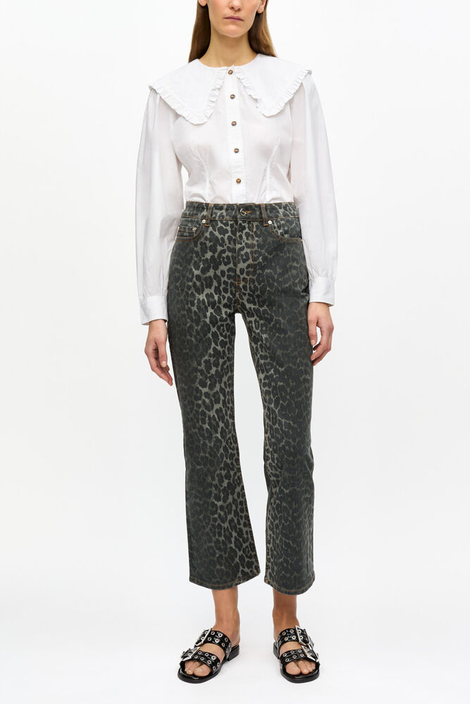 Betzy Jeans in Grey Leopard Print, Gray Pinstripe