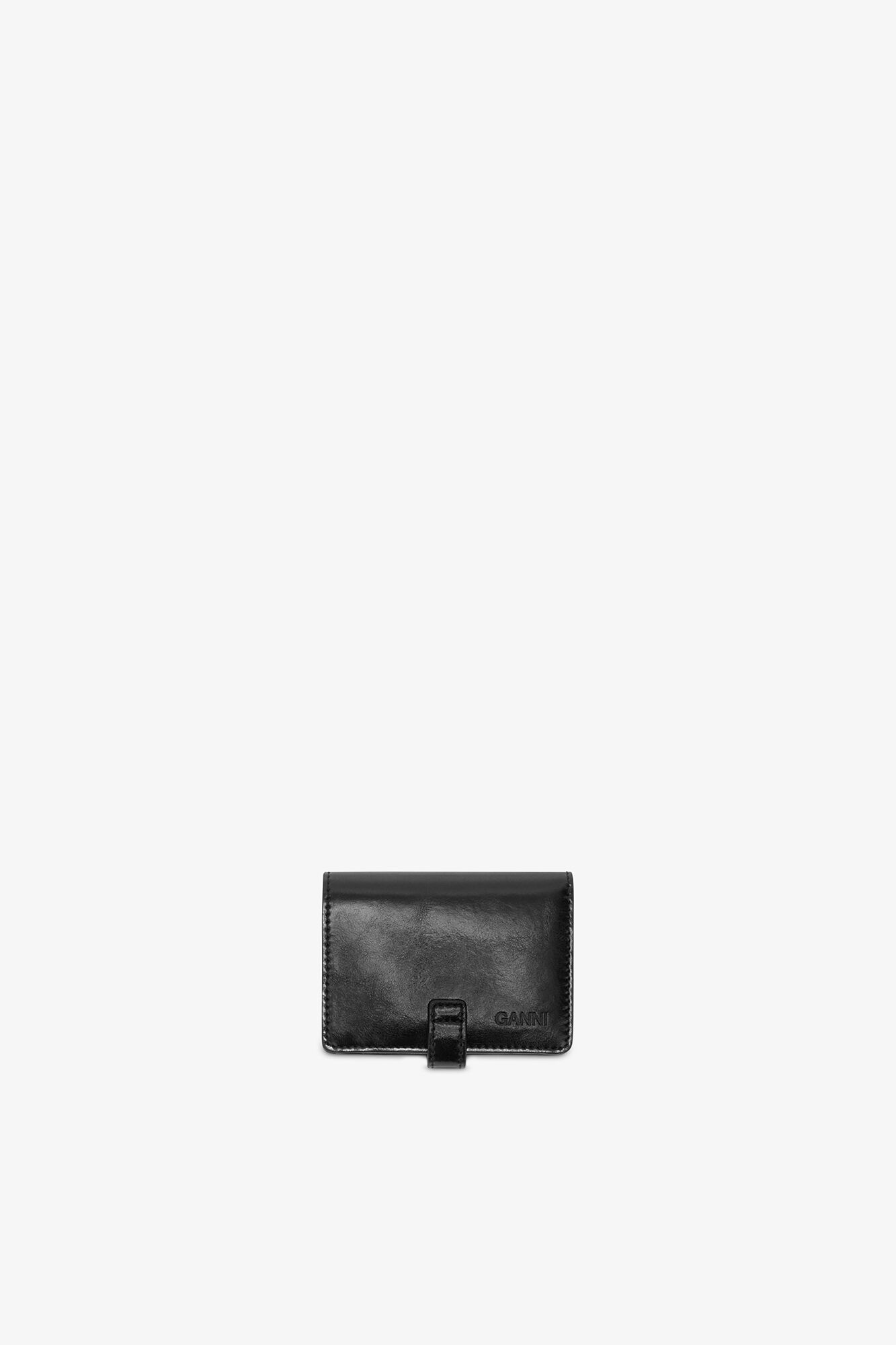 Porte-cartes noir Sue Slim, Recycled Leather, in colour Black - 2 - GANNI
